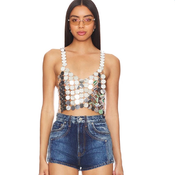 superdown Tops - Superdown Maren Top in Silver, Size: L/XL